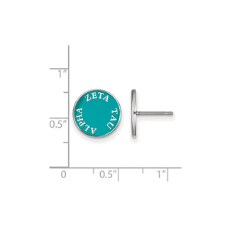 Sterling Silver Rhodium-plated LogoArt Zeta Tau Alpha Sorority Text Color Enamel Post Earrings SS019ZTA