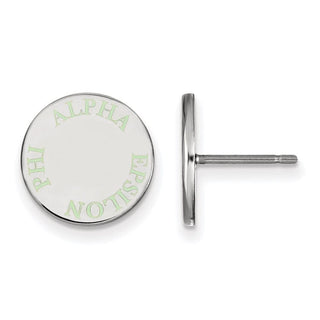 Sterling Silver Rhodium-plated LogoArt Alpha Epsilon Phi Sorority Text Color Enamel Post Earrings SS020AEP