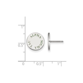 Sterling Silver Rhodium-plated LogoArt Alpha Sigma Tau Sorority Text Color Enamel Post Earrings SS020ALS