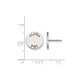 Sterling Silver Rhodium-plated LogoArt Alpha Phi Sorority Text Color Enamel Post Earrings SS020APH