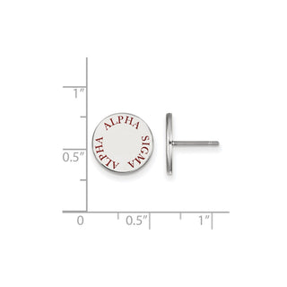 Sterling Silver Rhodium-plated LogoArt Alpha Sigma Alpha Sorority Text Color Enamel Post Earrings SS020ASI