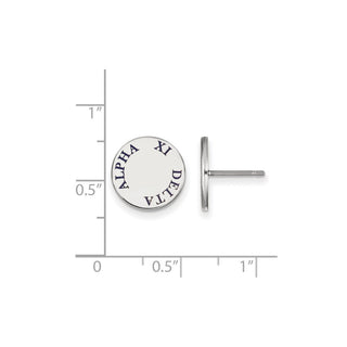 Sterling Silver Rhodium-plated LogoArt Alpha Xi Delta Sorority Text Color Enamel Post Earrings SS020AXD