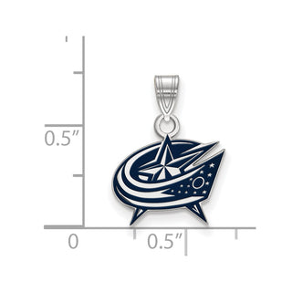 Sterling Silver Rhodium-plated NHL LogoArt Columbus Blue Jackets Small Enameled Pendant