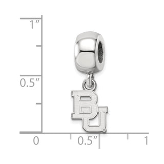 Sterling Silver Rhodium-plated LogoArt Baylor University Bears Extra Small Dangle Bead Charm