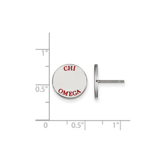 Sterling Silver Rhodium-plated LogoArt Chi Omega Sorority Text Color Enamel Post Earrings SS020CHO