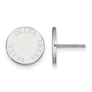 Sterling Silver Rhodium-plated LogoArt Delta Delta Delta Sorority Text Color Enamel Post Earrings SS020DDD