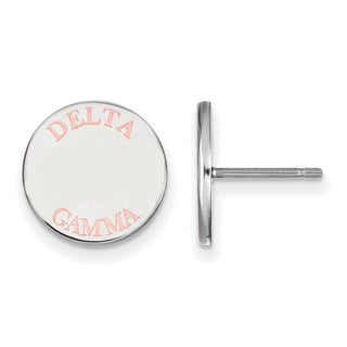 Sterling Silver Rhodium-plated LogoArt Delta Gamma Sorority Text Color Enamel Post Earrings SS020DG