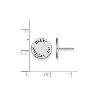 Sterling Silver Rhodium-plated LogoArt Delta Phi Epsilon Sorority Text Color Enamel Post Earrings SS020DPH