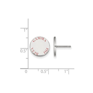 Sterling Silver Rhodium-plated LogoArt Gamma Phi Beta Sorority Text Color Enamel Post Earrings SS020GPB