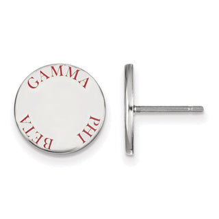 Sterling Silver Rhodium-plated LogoArt Gamma Phi Beta Sorority Text Color Enamel Post Earrings SS020GPB