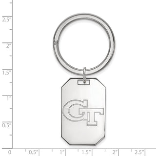 Sterling Silver Rhodium-plated LogoArt Georgia Institute of Technology G-T Key Ring