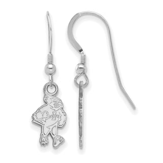 Sterling Silver Rhodium-plated LogoArt Iowa State University Cardinal Small Dangle Wire Earrings