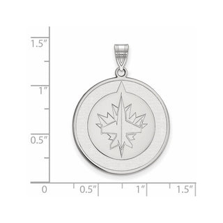 Sterling Silver Rhodium-plated NHL LogoArt Winnipeg Jets Extra Large Pendant