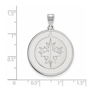 Sterling Silver Rhodium-plated NHL LogoArt Winnipeg Jets Extra Large Pendant