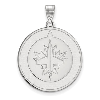 Sterling Silver Rhodium-plated NHL LogoArt Winnipeg Jets Extra Large Pendant