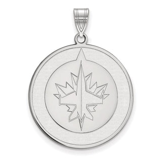 Sterling Silver Rhodium-plated NHL LogoArt Winnipeg Jets Extra Large Pendant