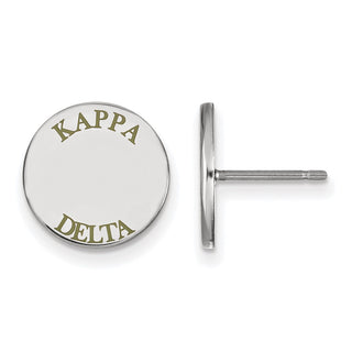 Sterling Silver Rhodium-plated LogoArt Kappa Delta Sorority Text Color Enamel Post Earrings SS020KD