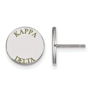 Sterling Silver Rhodium-plated LogoArt Kappa Delta Sorority Text Color Enamel Post Earrings SS020KD