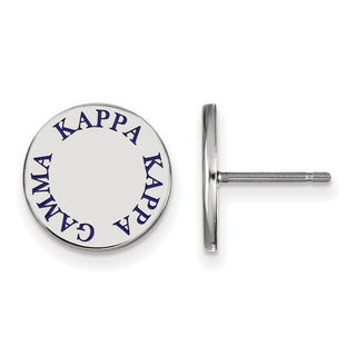 Sterling Silver Rhodium-plated LogoArt Kappa Kappa Gamma Sorority Text Color Enamel Post Earrings SS020KKG