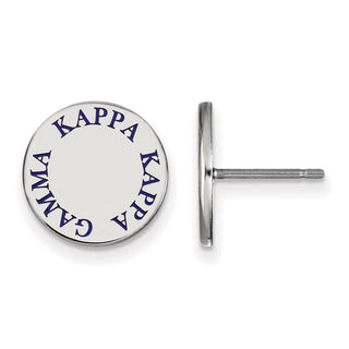 Sterling Silver Rhodium-plated LogoArt Kappa Kappa Gamma Sorority Text Color Enamel Post Earrings SS020KKG