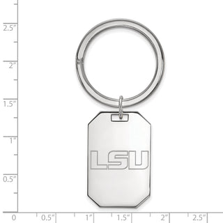Sterling Silver Rhodium-plated LogoArt Louisiana State University L-S-U Key Ring