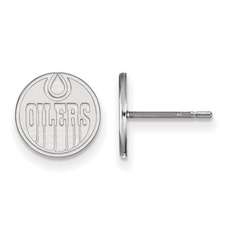 Sterling Silver Rhodium-plated NHL LogoArt Edmonton Oilers Extra Small Post Earrings