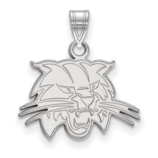 Sterling Silver Rhodium-plated LogoArt Ohio University Bobcat Small Pendant