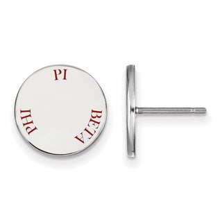 Sterling Silver Rhodium-plated LogoArt Pi Beta Phi Sorority Text Color Enamel Post Earrings SS020PBP