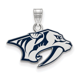 Sterling Silver Rhodium-plated NHL LogoArt Nashville Predators Small Enameled Pendant