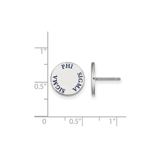 Sterling Silver Rhodium-plated LogoArt Phi Sigma Sigma Sorority Text Color Enamel Post Earrings SS020PSS
