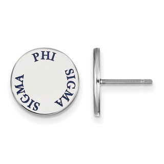 Sterling Silver Rhodium-plated LogoArt Phi Sigma Sigma Sorority Text Color Enamel Post Earrings SS020PSS