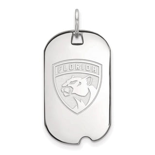 Sterling Silver Rhodium-plated NHL LogoArt Florida Panthers Small Dog Tag Pendant