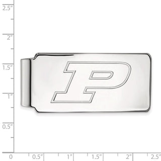 Sterling Silver Rhodium-plated LogoArt Purdue University Letter P Money Clip