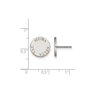 Sterling Silver Rhodium-plated LogoArt Sigma Delta Tau Sorority Text Color Enamel Post Earrings SS020SDT
