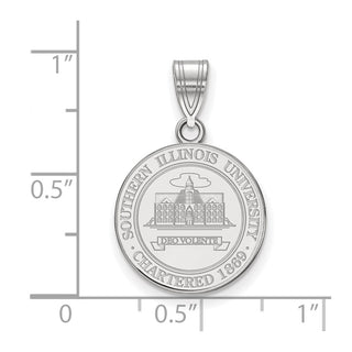 Sterling Silver Rhodium-plated LogoArt Southern Illinois University Medium Crest Pendant