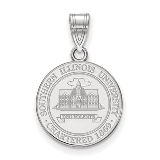 Sterling Silver Rhodium-plated LogoArt Southern Illinois University Medium Crest Pendant