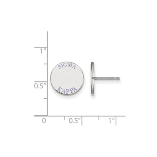 Sterling Silver Rhodium-plated LogoArt Sigma Kappa Sorority Text Color Enamel Post Earrings SS020SKP