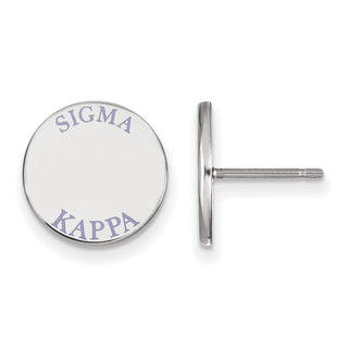 Sterling Silver Rhodium-plated LogoArt Sigma Kappa Sorority Text Color Enamel Post Earrings SS020SKP