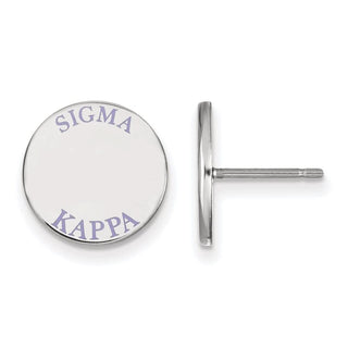 Sterling Silver Rhodium-plated LogoArt Sigma Kappa Sorority Text Color Enamel Post Earrings SS020SKP