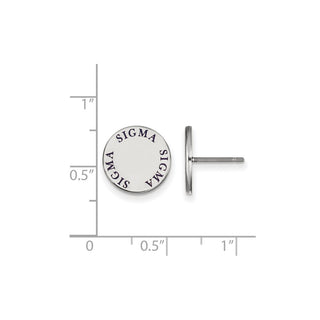 Sterling Silver Rhodium-plated LogoArt Sigma Sigma Sigma Sorority Text Color Enamel Post Earrings SS020SSS
