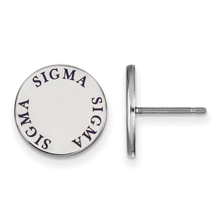 Sterling Silver Rhodium-plated LogoArt Sigma Sigma Sigma Sorority Text Color Enamel Post Earrings SS020SSS