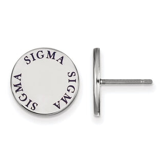 Sterling Silver Rhodium-plated LogoArt Sigma Sigma Sigma Sorority Text Color Enamel Post Earrings SS020SSS