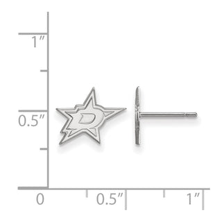 Sterling Silver Rhodium-plated NHL LogoArt Dallas Stars Extra Small Post Earrings