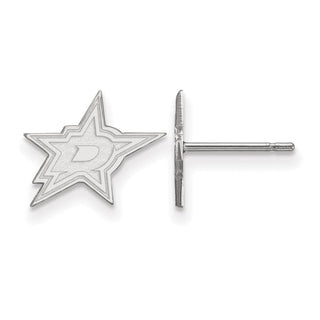 Sterling Silver Rhodium-plated NHL LogoArt Dallas Stars Extra Small Post Earrings