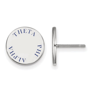 Sterling Silver Rhodium-plated LogoArt Theta Phi Alpha Sorority Text Color Enamel Post Earrings SS020TPA