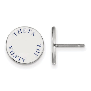 Sterling Silver Rhodium-plated LogoArt Theta Phi Alpha Sorority Text Color Enamel Post Earrings SS020TPA