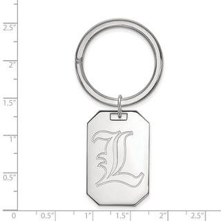 Sterling Silver Rhodium-plated LogoArt University of Louisville Letter L Key Ring