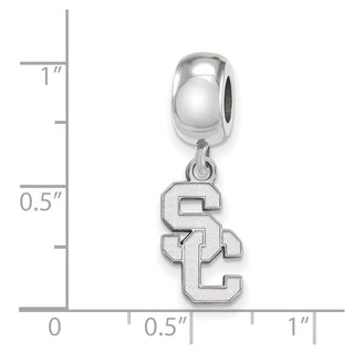 Sterling Silver Rhodium-plated LogoArt University of Southern California S-C Small Dangle Bead Charm
