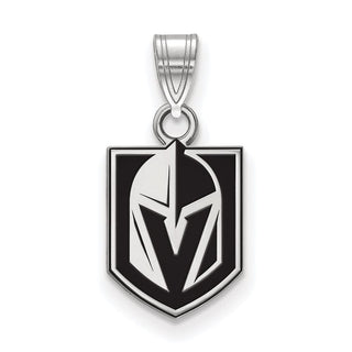 Sterling Silver Rhodium-plated NHL LogoArt NHL Vegas Golden Knights Small Enameled Pendant