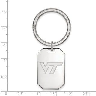 Sterling Silver Rhodium-plated LogoArt Virginia Tech V-T Key Ring